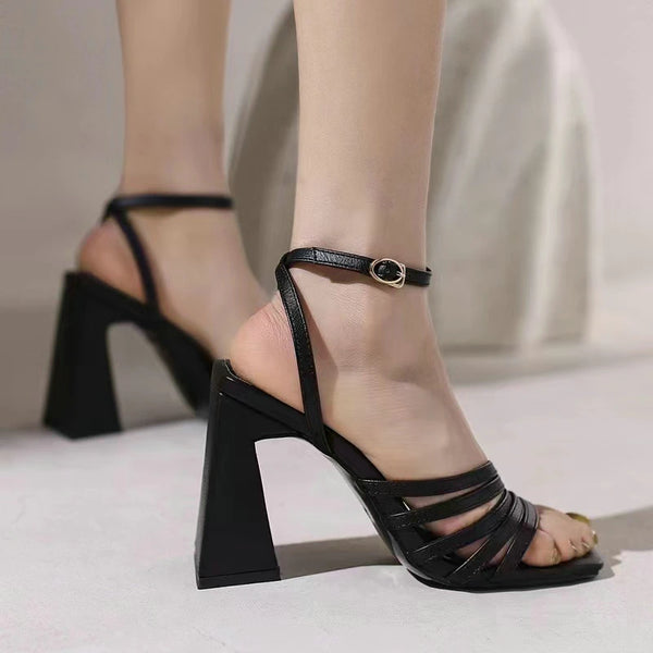 New Summer Women High Heel Shoes Open Toe Square High Heel Ladies Sandals