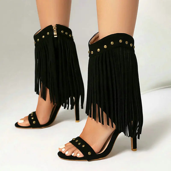 Summer Women Ankle Boots Open Toe Thin High Heel Ladies Short Boots