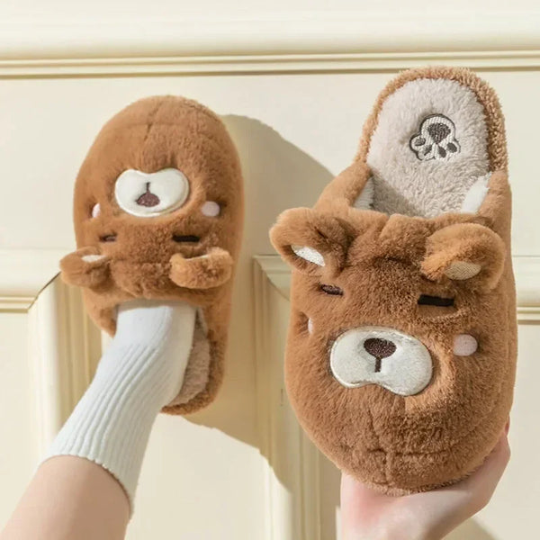 Pantuflas de invierno cálidas de algodón para interiores, divertidas y peludas.