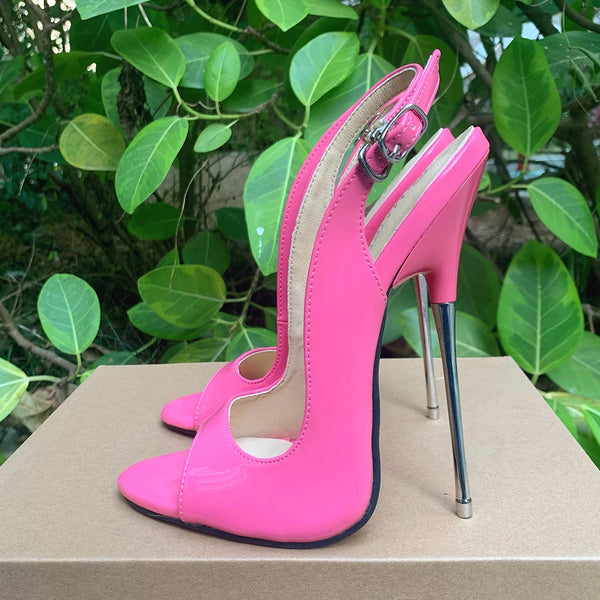 16cm Thin High Heels Sandals Sexy Black Pink Red Pumps
