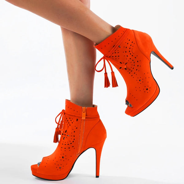 Sexy Fashion Platform Peep Toe Woman's Ankle Boots