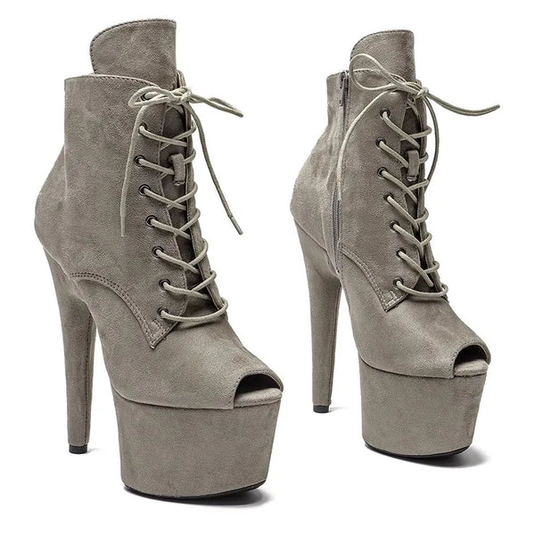 Botas modernas de tacón alto con plataforma para fiesta de 17 cm/7 pulgadas para mujer