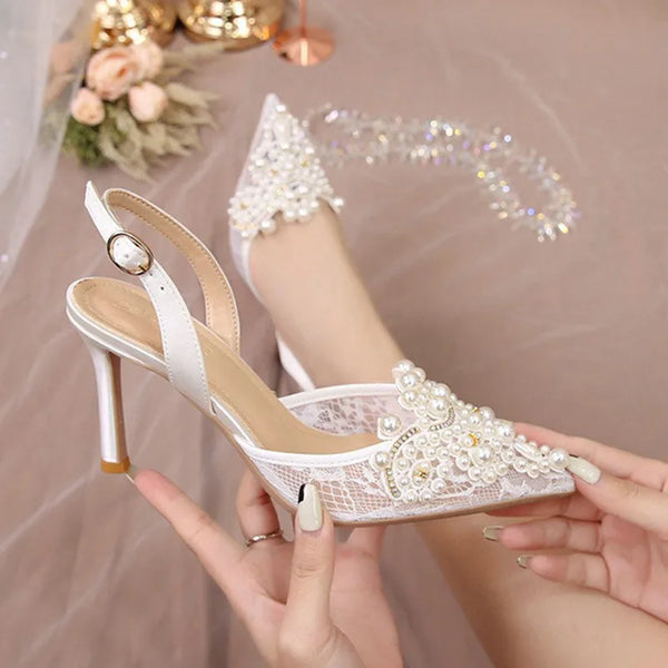 White Wedding Shoes Bridesmaid Shoes Women's Lace Shoes