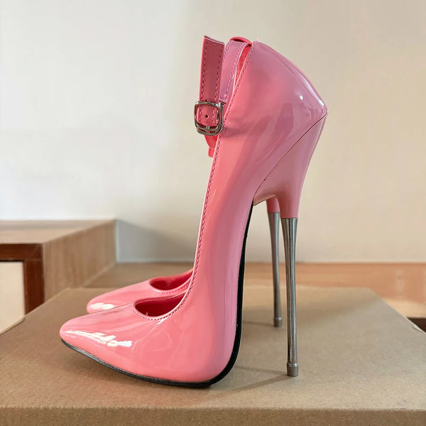 Zapatos de tacón ultraalto de 16 cm para mujer, color rosa brillante
