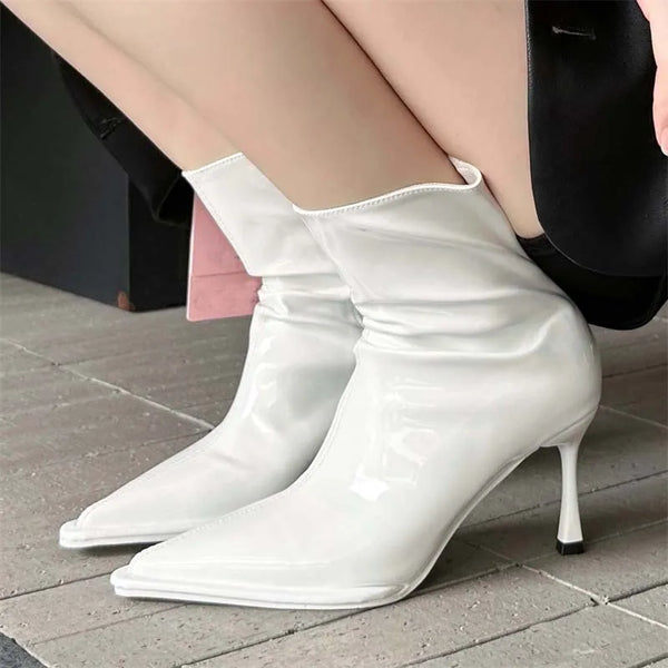 Fashion Soft Leather Low Heel Zippers Women Ankle Boots