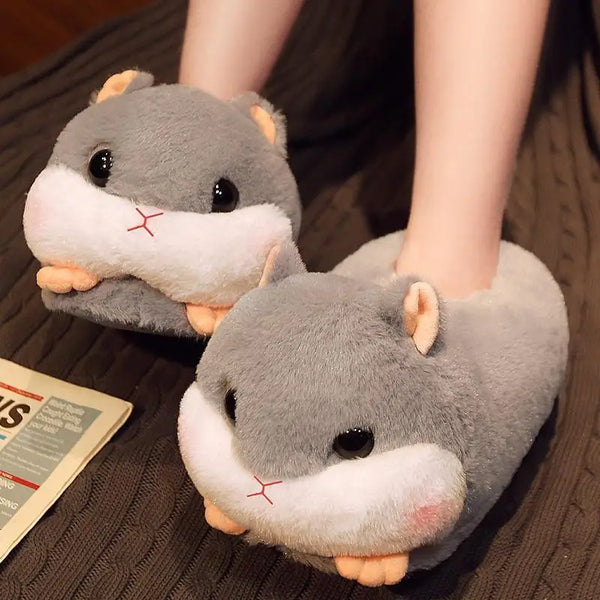 Animal Slip On Loafer Slippers Sad Hamster Plush Slippers