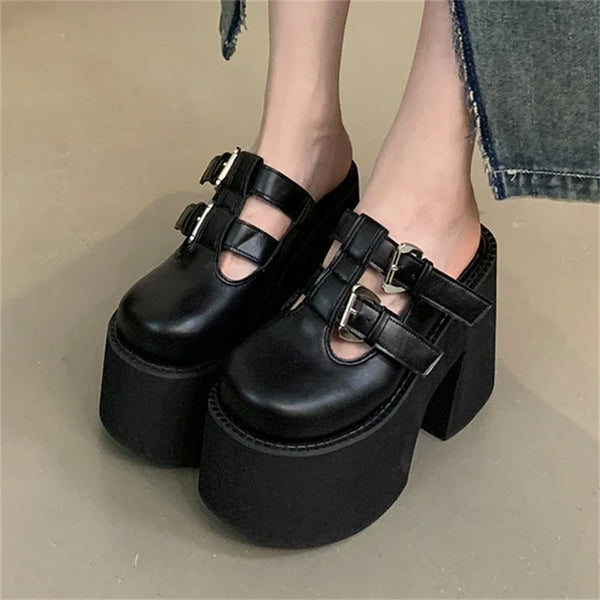 Zapatillas de tacón alto con banda estrecha para mujer