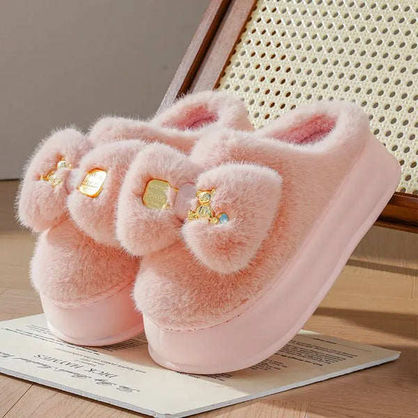 Pink clog slippers with fur slides