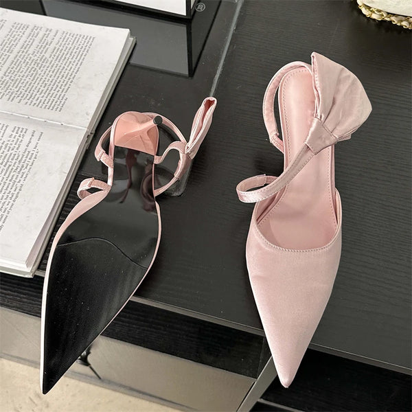Spring Fashion Pleated Hollow Women Pumps Pointed Toe Low Thin Heels