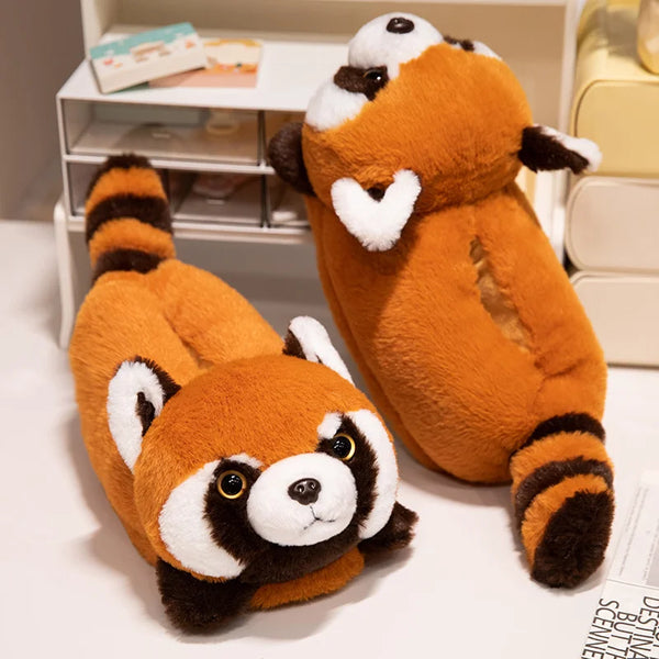 Highland Cow Red Panda Plush Slippers Fox Orange Stuffed House Shoes