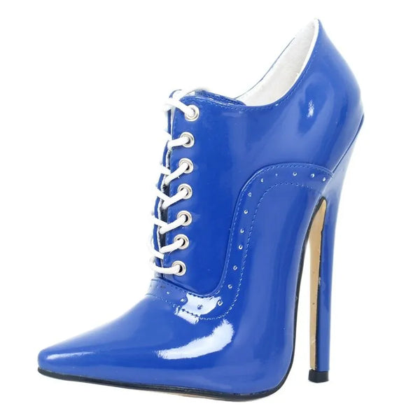 Women High Heel Pumps 18CM Thin Heels Stiletto Cross-tied Pointed toe Sexy Pary Club Shoes