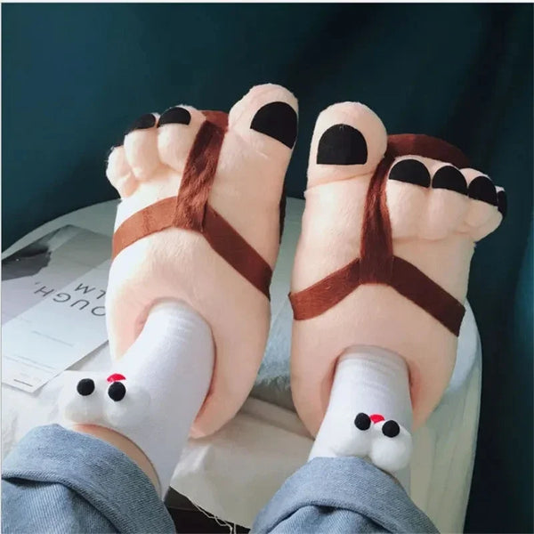 Pantuflas de felpa cómodas con garras divertidas