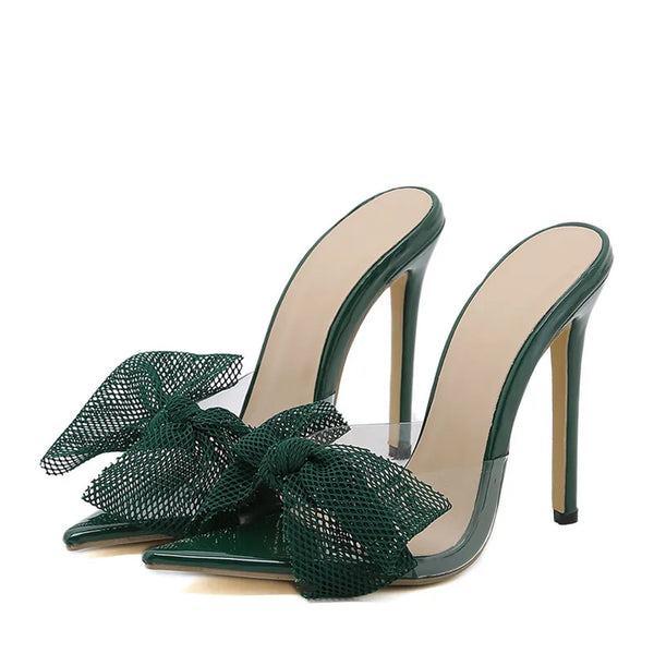 Fashion Green  Summer Thin High Heels Slippers Women