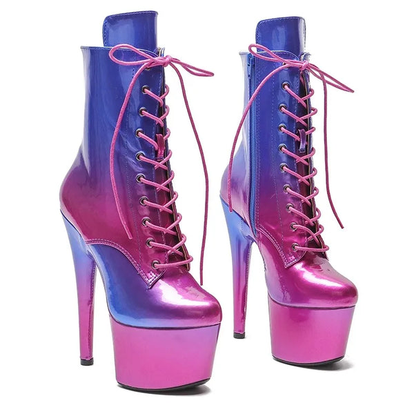Botas modernas de tacón alto con plataforma para fiesta de 17 cm/7 pulgadas para mujer