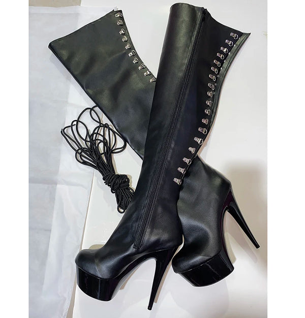 PU High Heels New Fashion 15CM Over The Knee Sexy 6Inches  Boot Platform