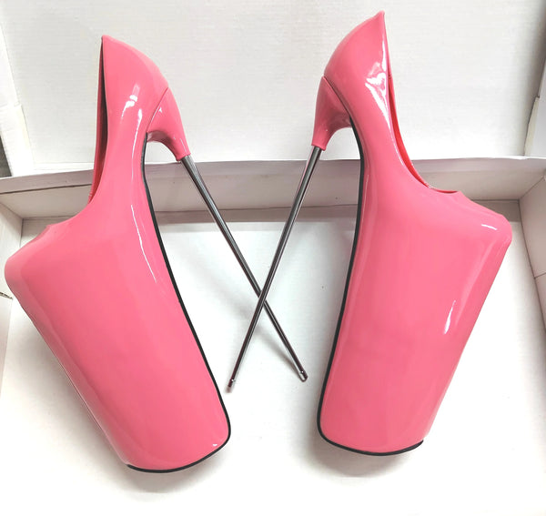 Zapatos de tacón alto ultrafinos de metal de 30 cm con punta redonda para mujer