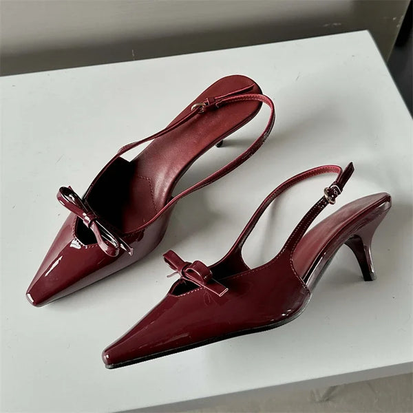 Fashion Pointed Toe Pumps Sandals Elegant Woman Slingbacks Buckle Strap Thin Heels