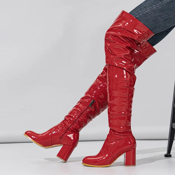 Winter Patent Leather Women Over-the-knee Boots