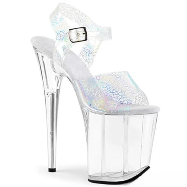 Sandalias de plataforma impermeables con cristales sexys de 20 cm