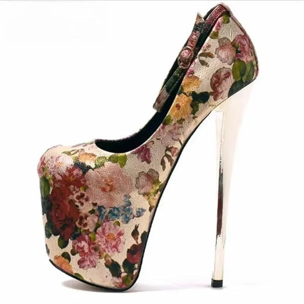 Zapatos de tacón alto y fino con hebilla retro de 20 cm para cosplay y fiesta para mujer