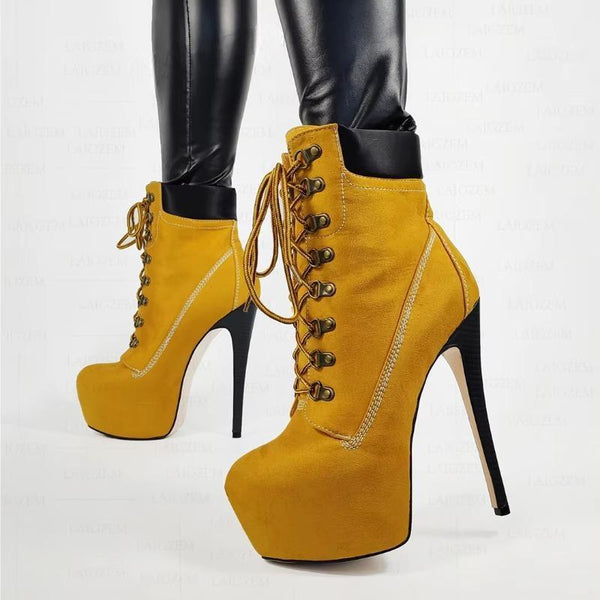Women Platform Boots Platform Stiletto Heels Faux Suede Unisex Shoes Woman