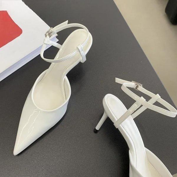 New Sexy Women Pointed Toe Pumps Fashion Ankle Buckle Strap Ladies Slingback Thin High Heel Sandal