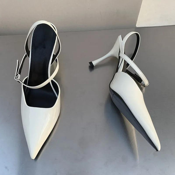 Spring Women Slingback Shoes Fashion Shallow Buckle Strap Elegant Snadal Low Thin Heels