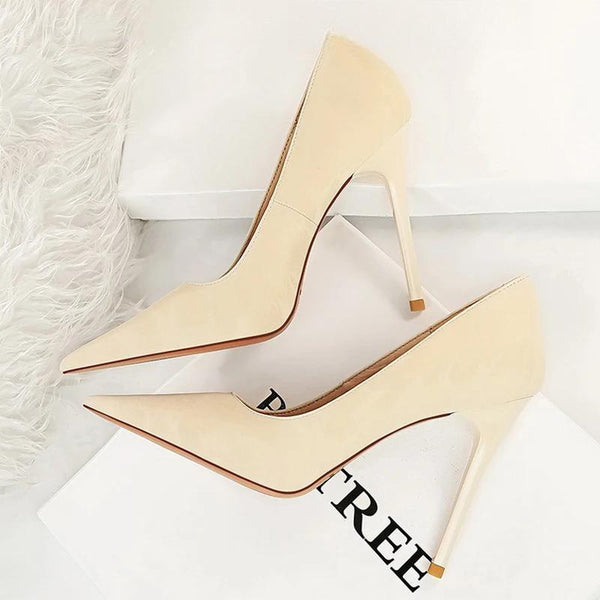 Zapatos de tacón alto de aguja con punta puntiaguda para mujer, estilo retro, sexys, para discoteca