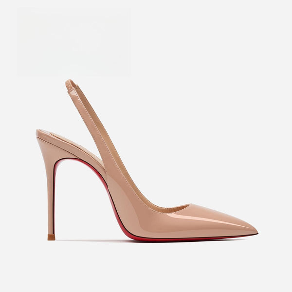 new pointed red sole genuine leather nude single shoes