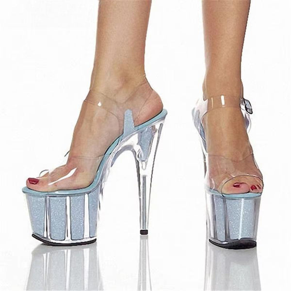 Zapatos de baile sexys para club de damas con tacones altos de 17 cm