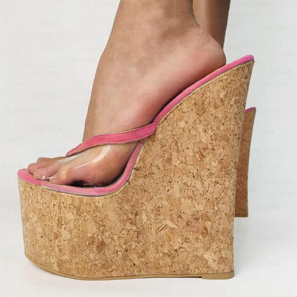 Sandalias de mujer con plataforma y cuñas, chanclas, tacones altos de 20 cm.