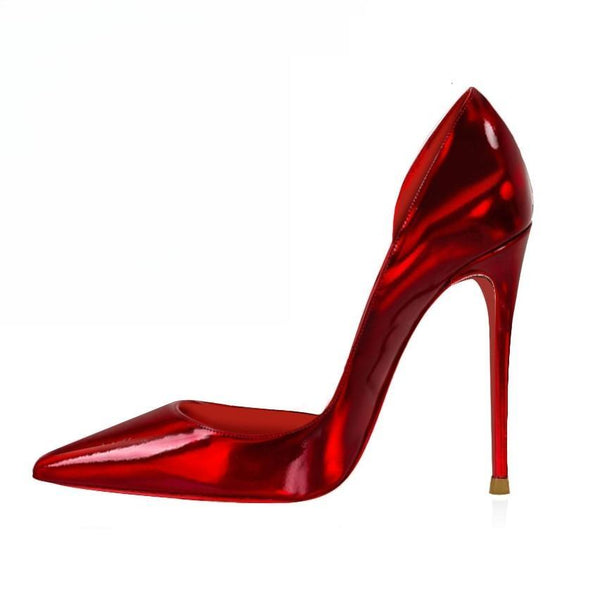 Yujie style sexy side empty nude red sole high heels for women