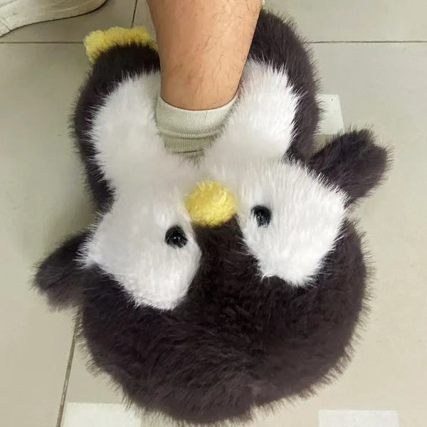 Pantuflas de piel de pingüino multicolores