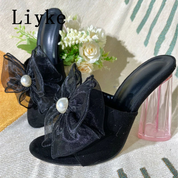 Summer Fashion Strange Transparent Heeled Slippers For Women