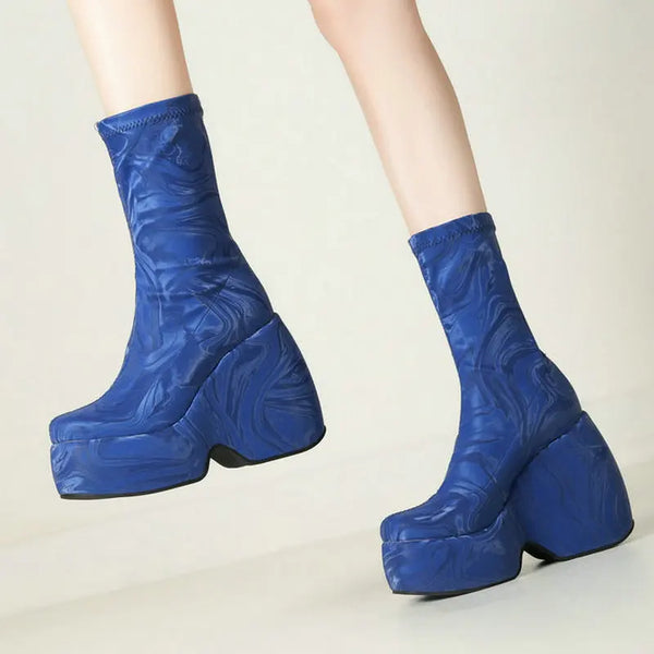 New Women Ankle Boots Platform Wedges High Heel Ladies Short Boots