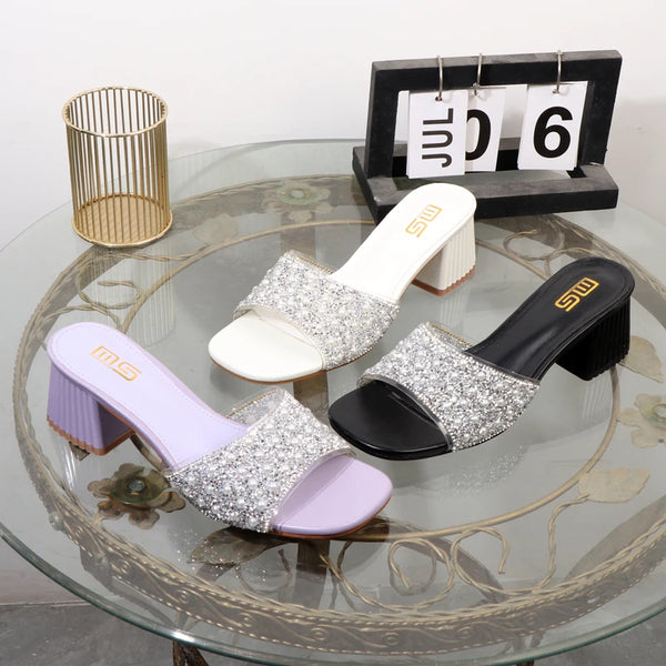 Nuevas zapatillas de verano con diamantes de imitación, moda exterior, temperamento, tacón alto grueso para mujer