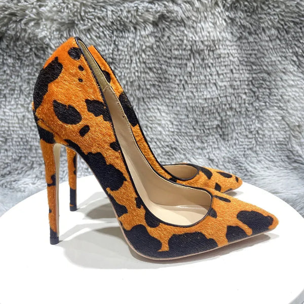 Zapatos de mujer con tacón naranja de 12 cm