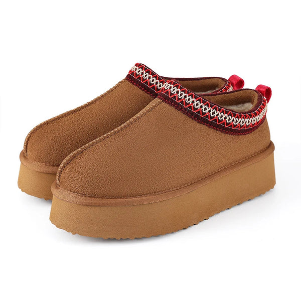 Pantuflas de invierno de piel sintética con cordones