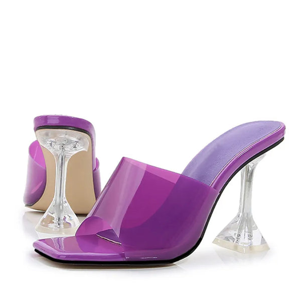 New Transparent Crystal Clear Heels Women Slippers Candy Color PVC Shoes