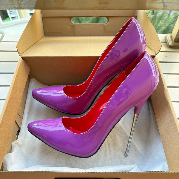 16cm Extreme High Heels Pole Dancing Stage Performance Purple Stilettos Pumps