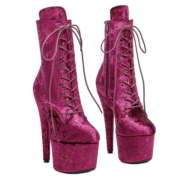 Nuevos tacones altos de fiesta con plataforma de 17 cm/7 pulgadas de PU para mujer