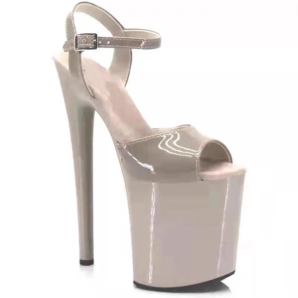Big Size 45 46 Patent Leather Super High Heels Platform Sandals