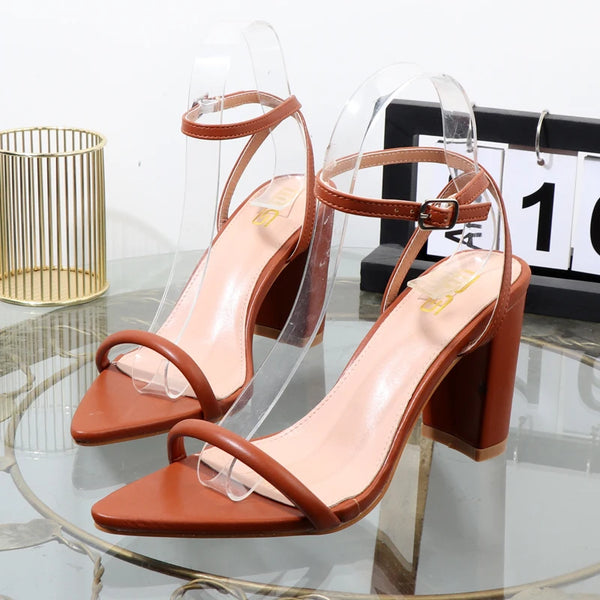 Word pointed sandals  summer luxury thick high heels 9CM
