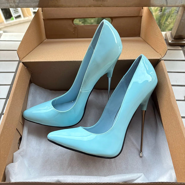 16cm Extreme High Heels Pole Dancing Sky Blue Performance Stilettos Pumps