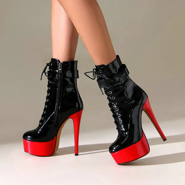 Winter Women Ankle Boots Platform Thin High Heel Ladies Short Boots