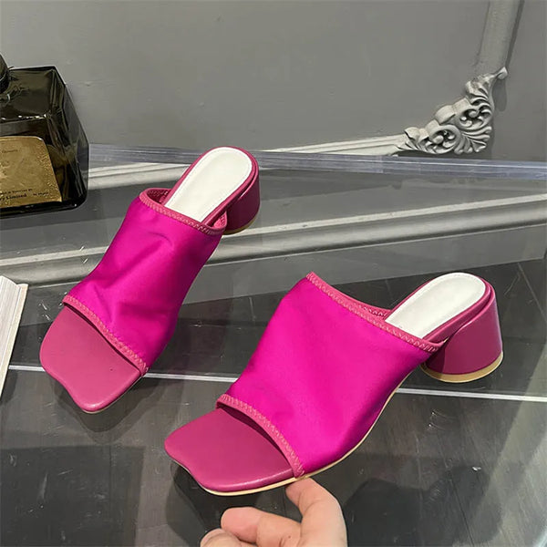 Sandalias de verano con punta cuadrada para mujer, zapatos de tacón bajo a la moda para exteriores y playa