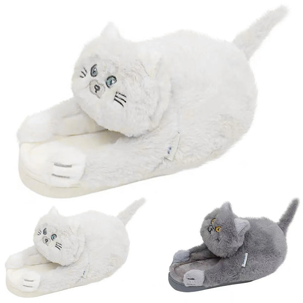 Funny Cute Cat Cotton Slippers Women