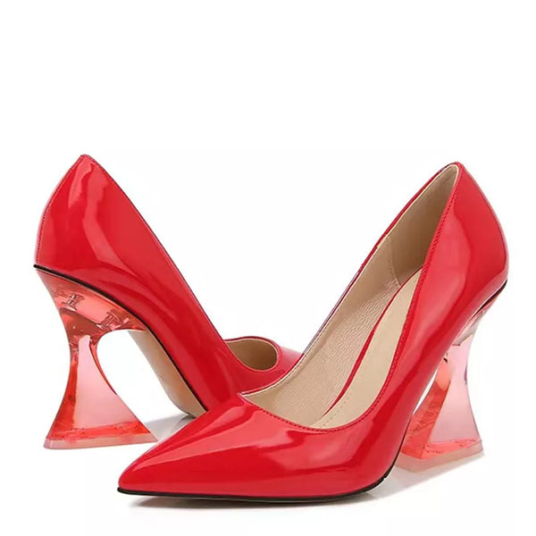 Mules Woman Pumps Strange Style Transparent Red High Heels