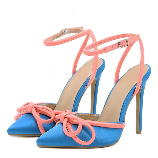 Nuevas sandalias de mujer de moda con nudo de mariposa de seda, zapatos femeninos