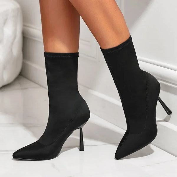 Fashion Thin High Heels Ankle Boots Women Pointed Toe Shoes